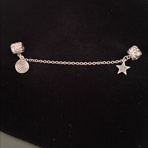 Silver safety chain Charm with Star and Spiral